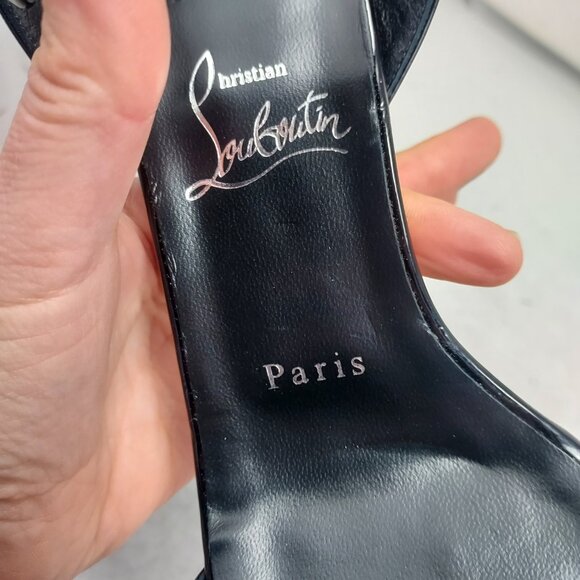 CHRISTIAN LOUBOUTIN Miss Sabina Black Ankle Strap Block Heel Sandal - Picture 5 of 11